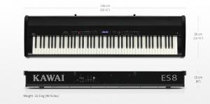 Вес и размеры цифрового пианино Kawai ES8